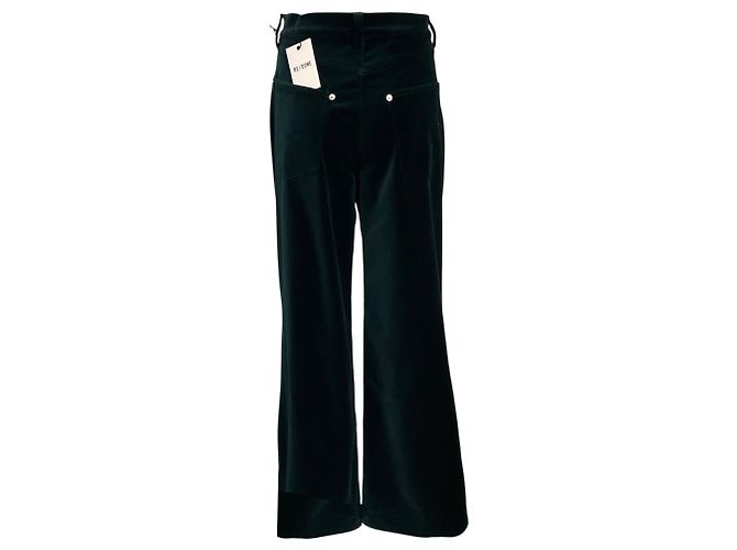 Re/Done Spruce Velvet Workwear Wide Leg Jeans Verde - vista 3