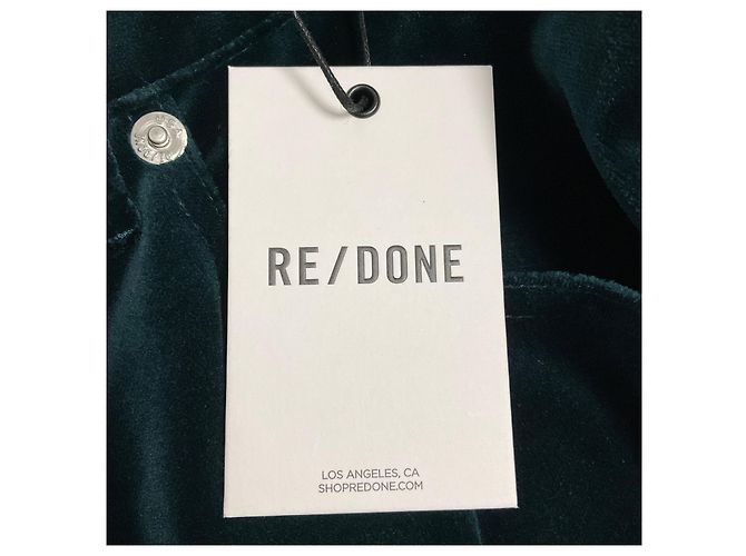 Re/Done Spruce Velvet Workwear Wide Leg Jeans Verde - vista 5