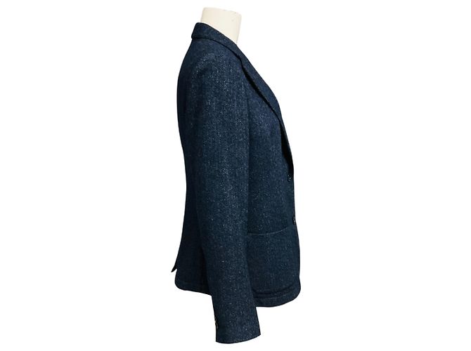 Autre Marque Eleventy Navy Blue Wool Tweed Blazer - view 2