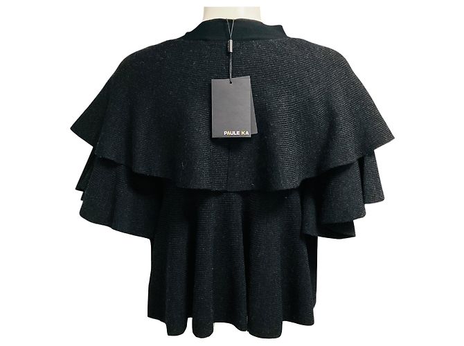 Paule Ka Cropped Wollstrick-Cardigan in Anthrazitgrau - Ansicht 3
