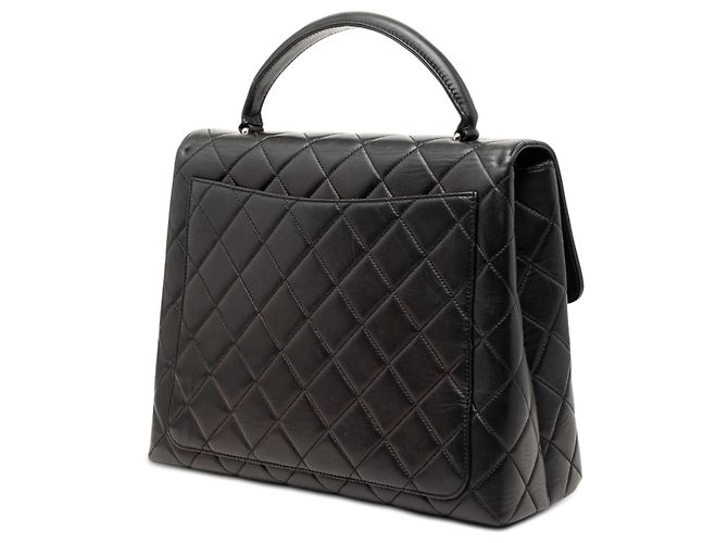 Bolsa Chanel Kelly Top Handle em pele de cordeiro acolchoada preta Preto - vista 2