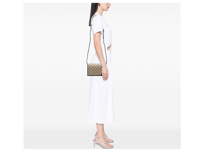 Borsa a tracolla Gucci GG Supreme Web Beige - vista 6