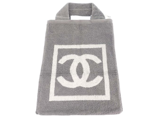 Borsa da spiaggia Chanel CC Terry Cloth Sports Line Grigia Grigio - vista 11