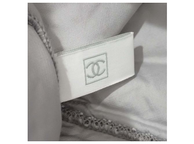 Borsa da spiaggia Chanel CC Terry Cloth Sports Line Grigia Grigio - vista 5