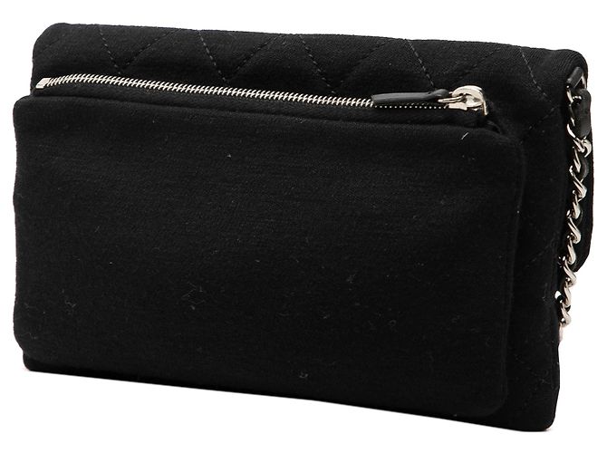 Borsa a tracolla Chanel Mini CC in jersey matelassé nero - vista 2