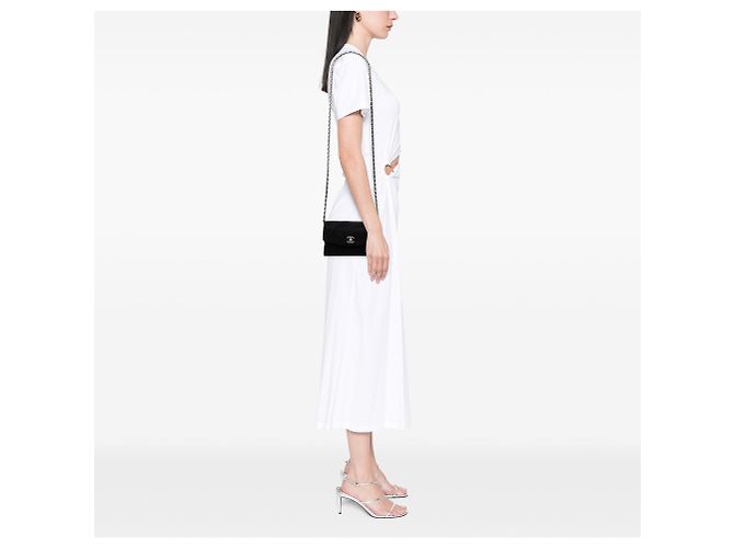 Borsa a tracolla Chanel Mini CC in jersey matelassé nero - vista 6