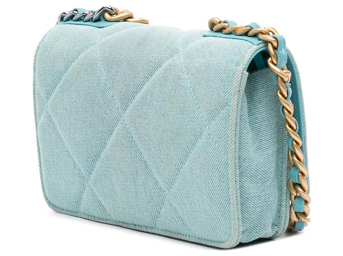 Borsa Chanel Denim 19 Wallet on Chain Blu - vista 2