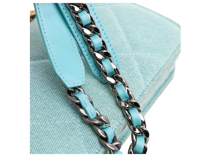 Borsa Chanel Denim 19 Wallet on Chain Blu - vista 8
