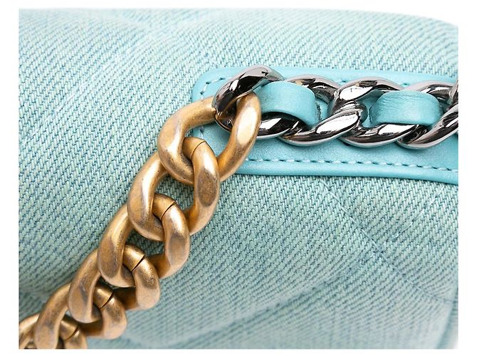 Borsa Chanel Denim 19 Wallet on Chain Blu - vista 9