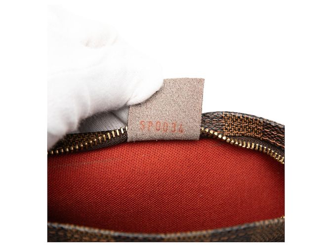 Borsa a mano Louis Vuitton Damier Ebene Trousse Pochette Marrone - vista 6