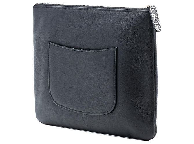 Clutch Chanel Medium Goatskin Lucky Clover O Case Nera Nero - vista 2