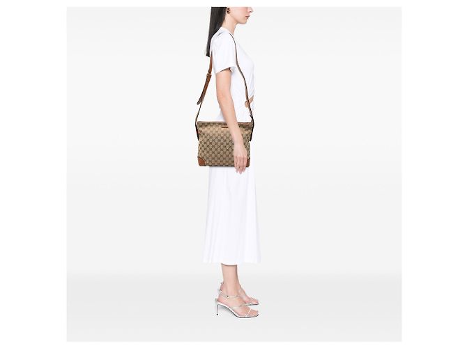 Borsa a tracolla Gucci GG Canvas Web marrone - vista 9