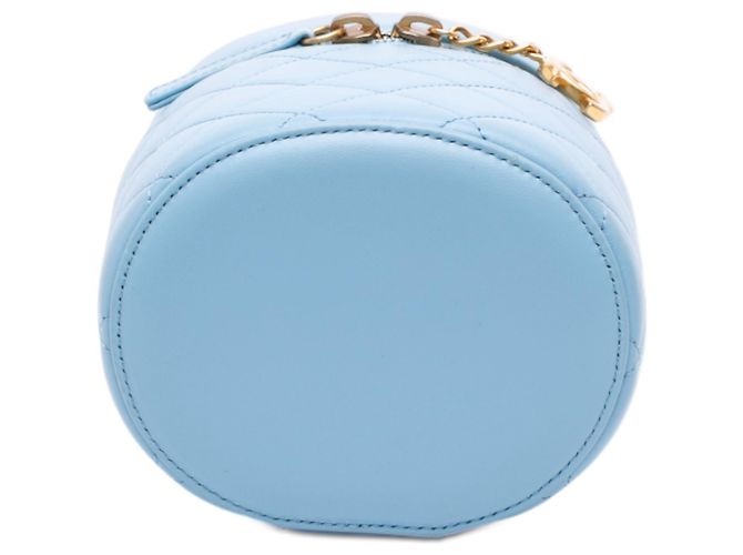 Mini Vanity Case Verticale Chanel in Lambskin Matelassé Blue CC - vista 3