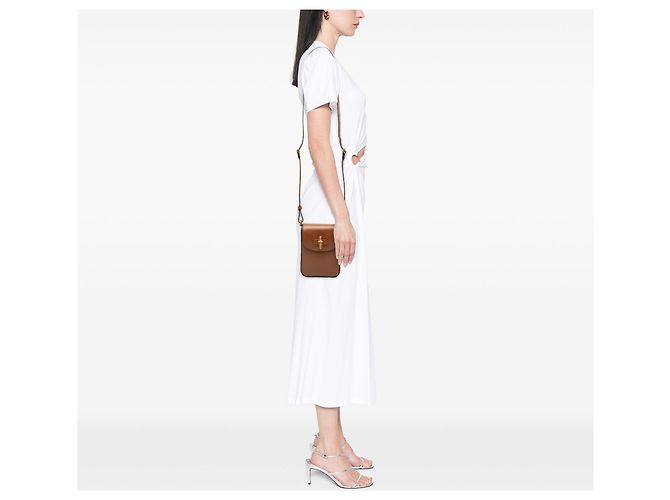 Bamboo Bolsa Satchel Gucci Mini em couro de bezerro marrom com alça de bambu - vista 6