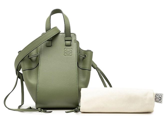 Borsa a sacchetto Mini Hammock in pelle verde LOEWE - vista 7