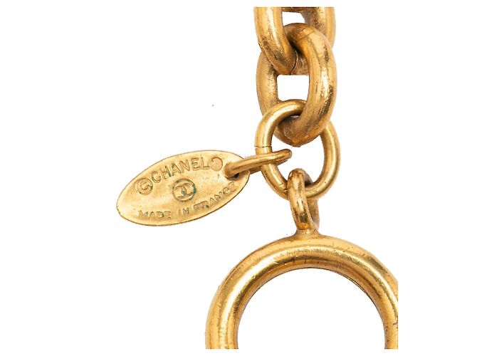 Colar com pingente acolchoado Chanel CC banhado a ouro Dourado - vista 3