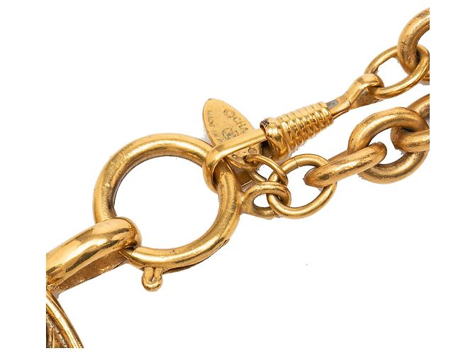 Colar com pingente acolchoado Chanel CC banhado a ouro Dourado - vista 4