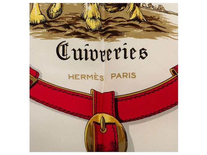 Hermès Cuivreries Seidentuch Weiß 90 - Ansicht 6