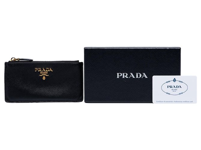 Portamonete e portacarte Prada Saffiano Nero - vista 7