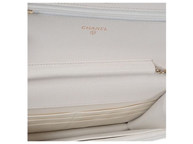 Borsa a tracolla Chanel Classic Caviar Wallet On Chain Bianca Bianco - vista 4