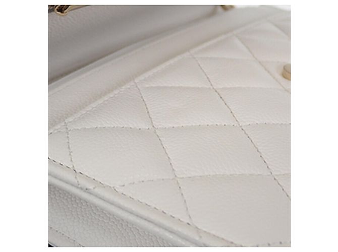 Borsa a tracolla Chanel Classic Caviar Wallet On Chain Bianca Bianco - vista 8