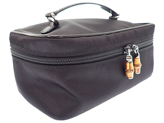 Bamboo Borsa Vanity Gucci in nylon nero con bambù - vista 3