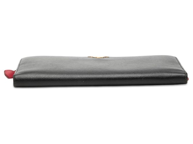 Portafoglio lungo Prada Saffiano con zip, nero - vista 3