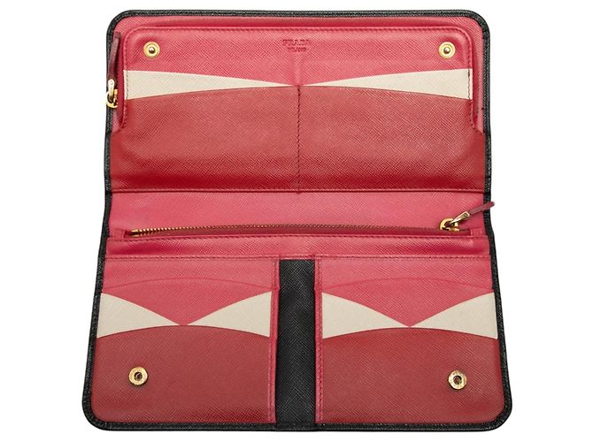 Portafoglio lungo Prada Saffiano con zip, nero - vista 4