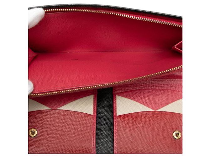 Portafoglio lungo Prada Saffiano con zip, nero - vista 5