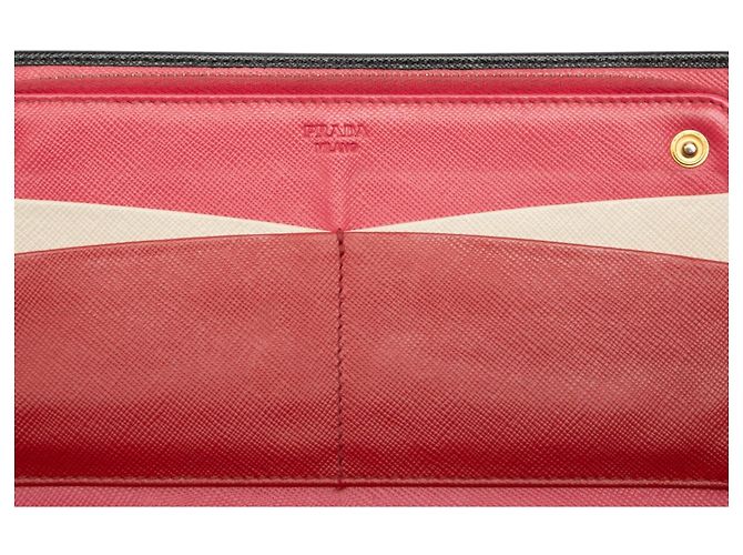 Portafoglio lungo Prada Saffiano con zip, nero - vista 6