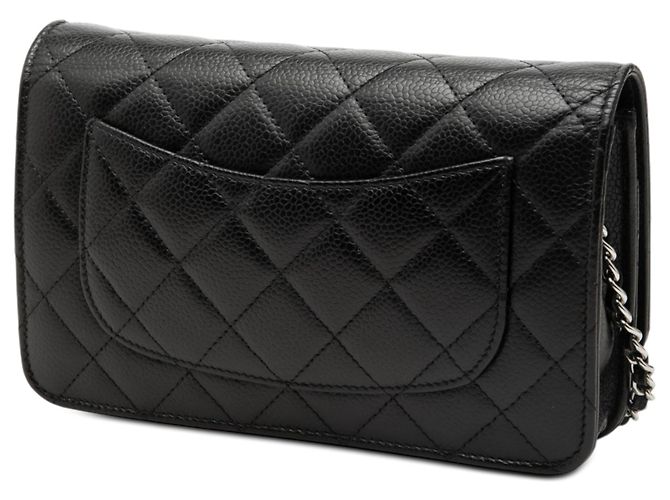 Borsa a tracolla Chanel CC Quilted Caviar Wallet on Chain Nera Nero - vista 2