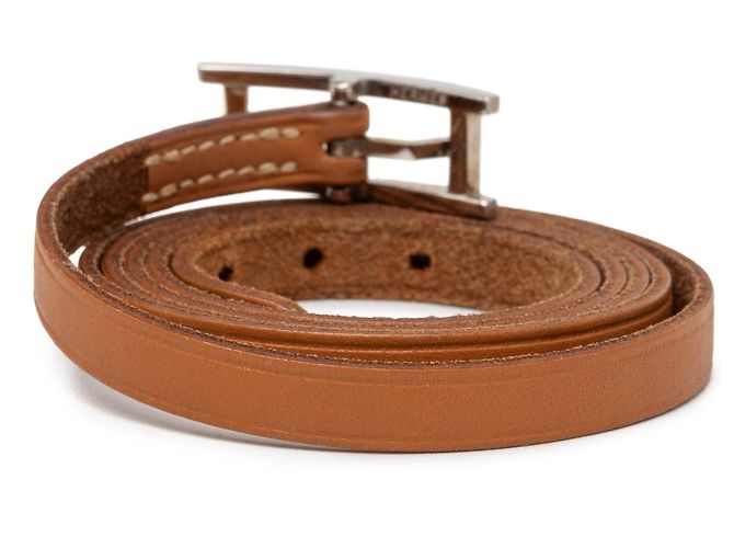 Bracciale Behapi Double Tour in pelle marrone Hermès - vista 3