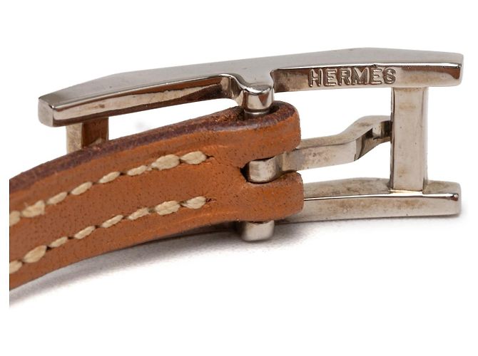 Bracciale Behapi Double Tour in pelle marrone Hermès - vista 5