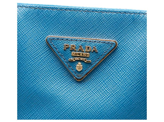 Borsa Prada Large Saffiano Lux Galleria Double Zip Blu - vista 5