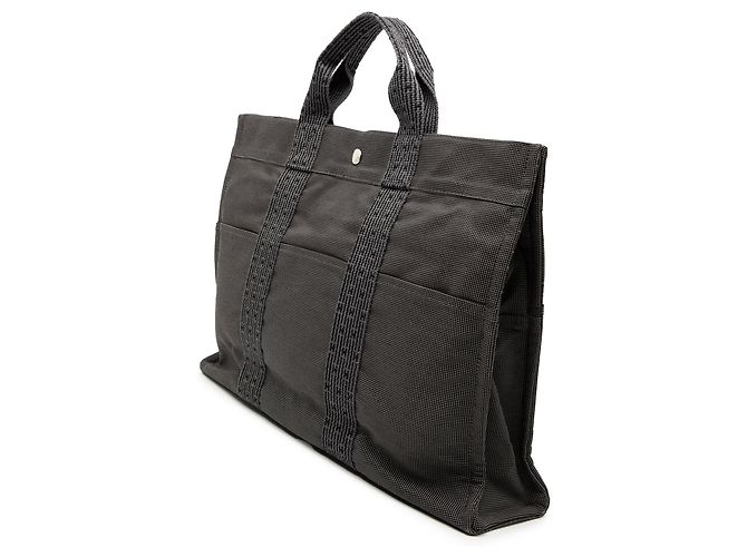 Borsa Tote Hermès Herline MM in tela grigia Grigio - vista 2