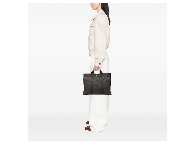 Borsa Tote Hermès Herline MM in tela grigia Grigio - vista 6