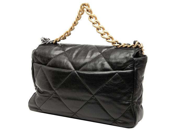 Borsa Chanel 19 Flap Satchel Large in pelle di agnello nera Nero - vista 2