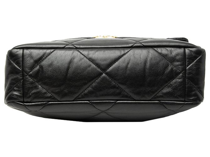 Borsa Chanel 19 Flap Satchel Large in pelle di agnello nera Nero - vista 3