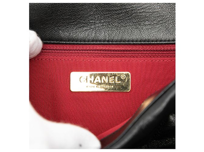 Borsa Chanel 19 Flap Satchel Large in pelle di agnello nera Nero - vista 5
