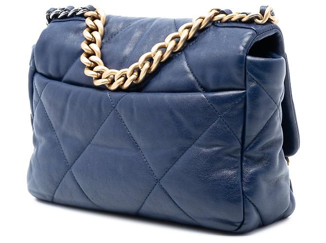 Borsa Chanel 19 Flap Medium in pelle di agnello blu - vista 2