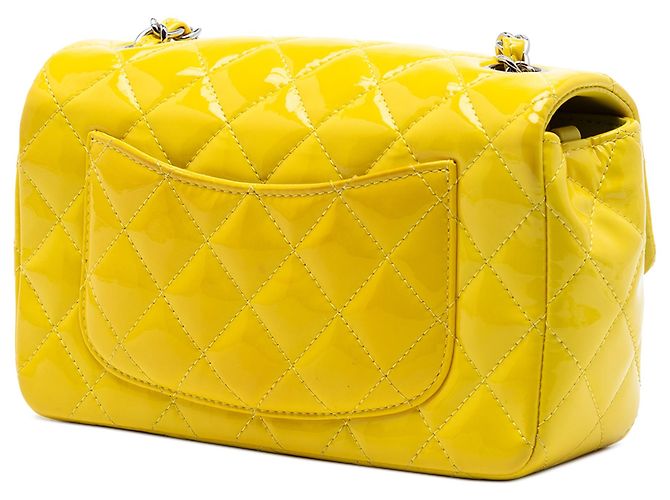 Gelbe Chanel Mini Rectangular Classic Patent Single Flap Crossbody Bag - Ansicht 2