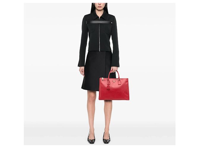 Borsa Prada Large Saffiano Lux Galleria Double Zip Rossa Rosso - vista 11