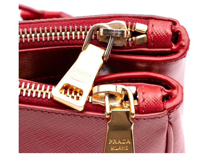 Borsa Prada Large Saffiano Lux Galleria Double Zip Rossa Rosso - vista 7