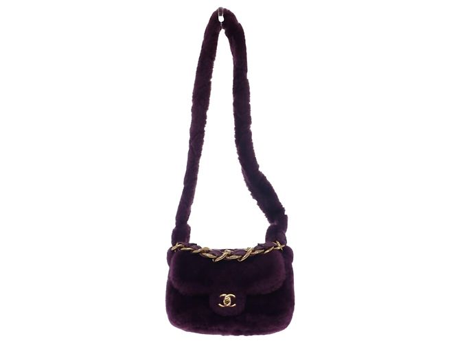 Borsa Satchel Chanel Coconing Single Flap in shearling matelassé Viola Porpora - vista 10