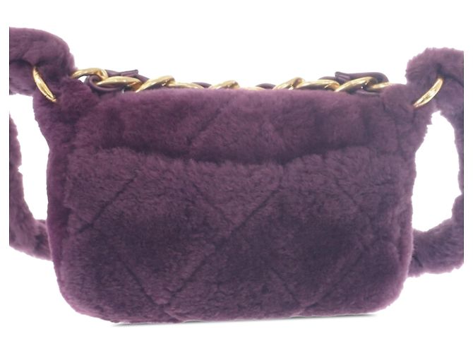 Borsa Satchel Chanel Coconing Single Flap in shearling matelassé Viola Porpora - vista 2