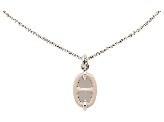 Collana con pendente Mini Maillon Hermès placcata in palladio argentata Argento - vista 2