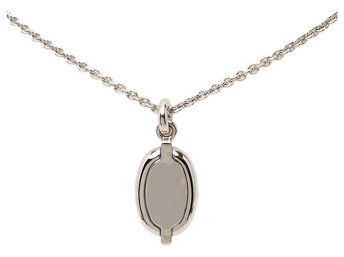 Collana con pendente Mini Maillon Hermès placcata in palladio argentata Argento - vista 3