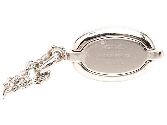 Collana con pendente Mini Maillon Hermès placcata in palladio argentata Argento - vista 5