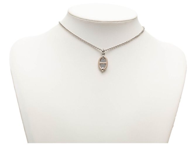 Collana con pendente Mini Maillon Hermès placcata in palladio argentata Argento - vista 6