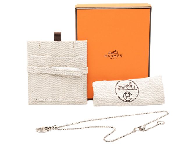Collana con pendente Mini Maillon Hermès placcata in palladio argentata Argento - vista 7